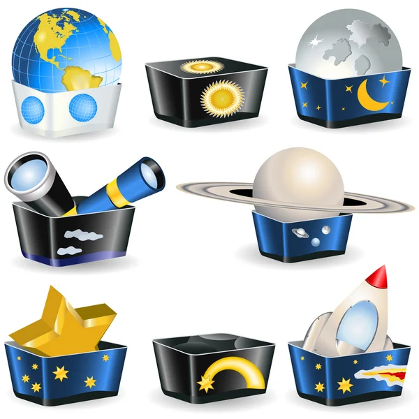 Collection de boîtes - astronomie — Image vectorielle