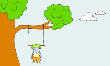 Kid swinging clipart