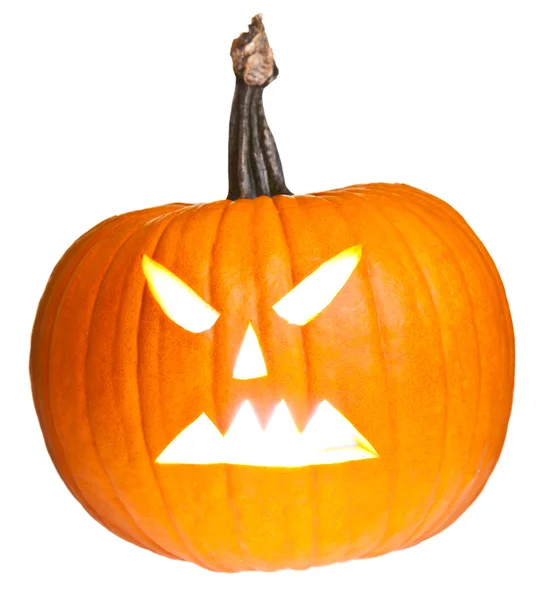 Halloween scary jack'o'lantern pumpkin face isolated on white — Stock Photo, Image