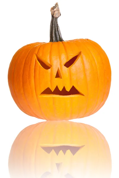 Halloween scary jack'o'lantern pumpkin face isolated on white — Stock Photo, Image