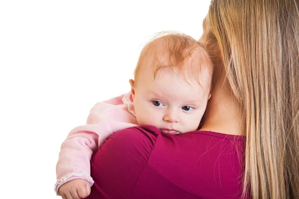 Infant baby girl on parent's arms — Stock Photo, Image