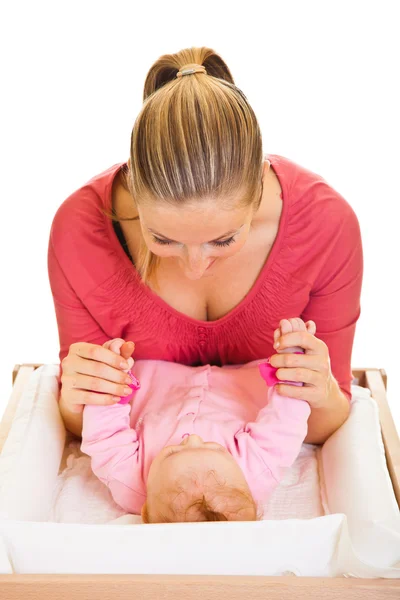 Matka s holčička izolované na bílém — Stock fotografie
