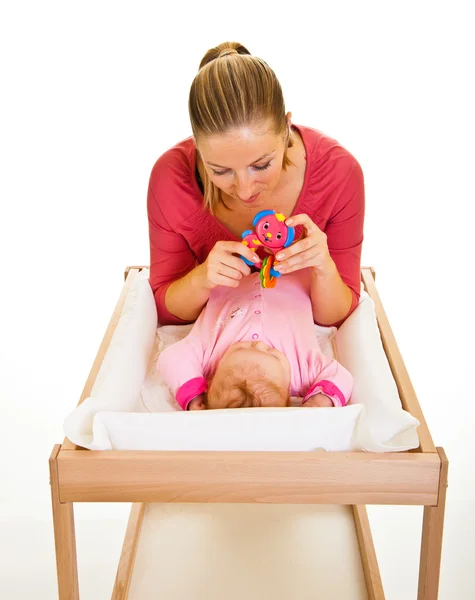 Madre con bambina isolata su bianco — Foto Stock