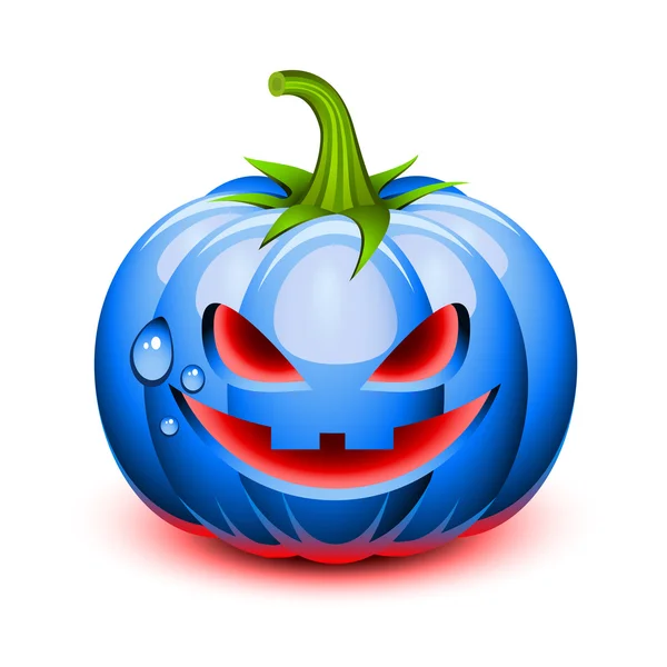 Cara de calabaza azul Halloween — Vector de stock