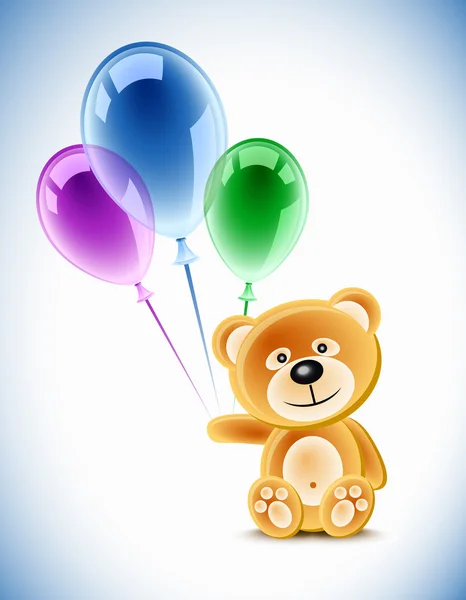 Teddybär und Luftballons — Stockvektor