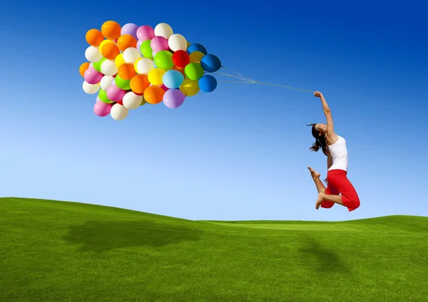 Balonlar ile atlama — Stok fotoğraf