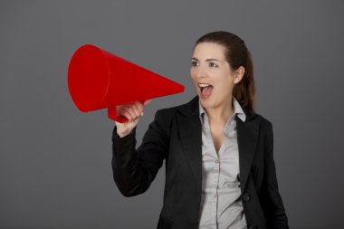 Woman with a megaphone clipart