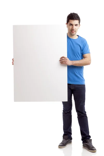 백지 광고판을 들고 있는 남자 — 스톡 사진