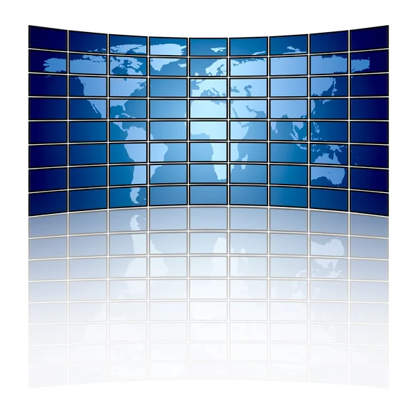 Världskarta på en video vägg — Stockfoto