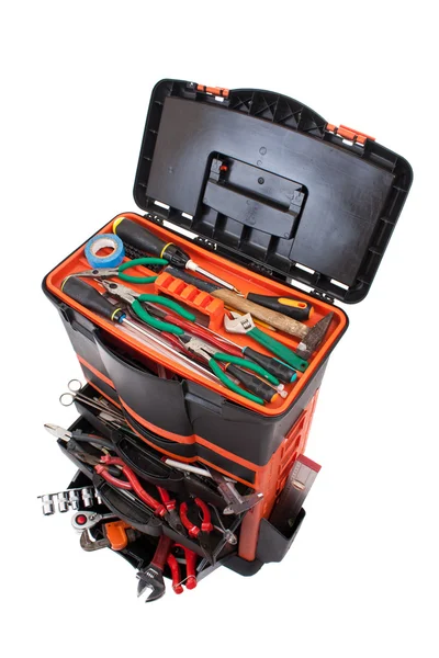 Caixa de ferramentas aberta com ferramentas — Fotografia de Stock