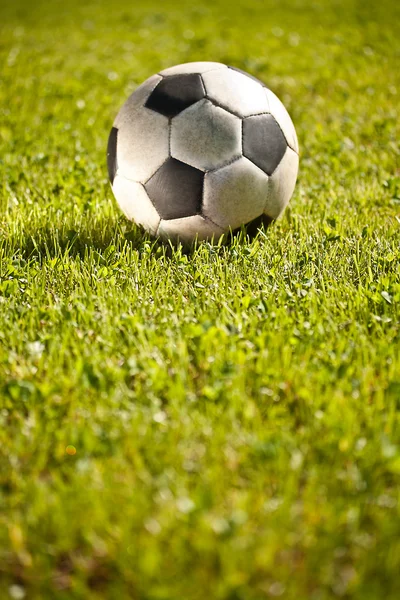 Voetbal op gras — Stockfoto