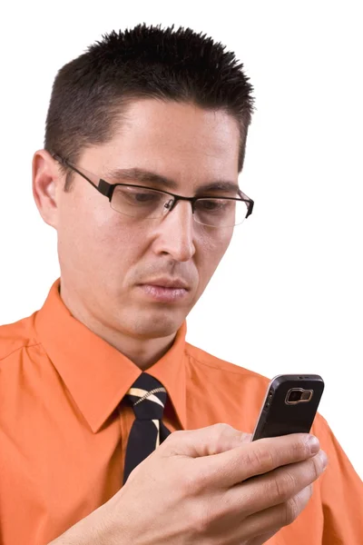 Affärsman på en mobiltelefon — Stockfoto