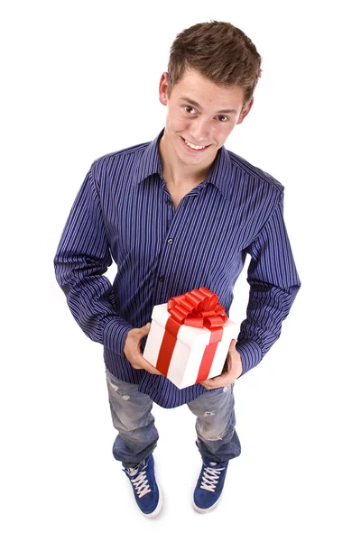 Człowiek z prezentem — Zdjęcie stockowe