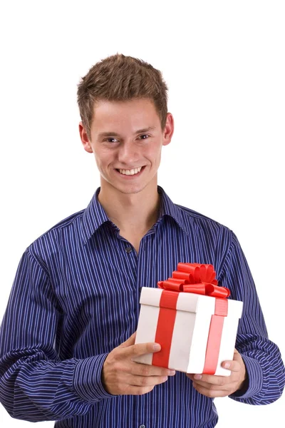 Człowiek z prezentem — Zdjęcie stockowe