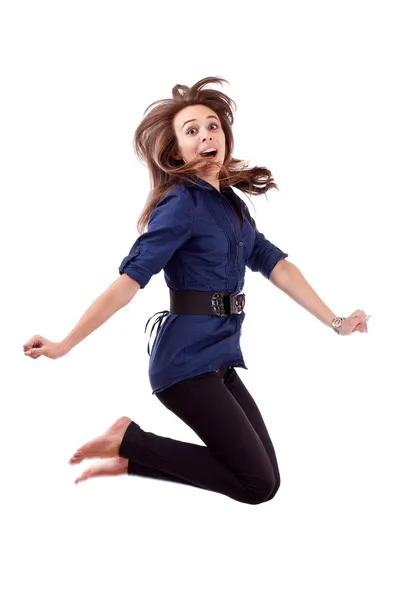 Feliz mujer joven saltando — Foto de Stock