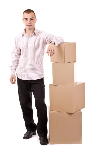 Muž a box — Stock fotografie