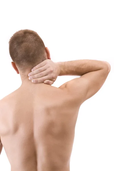 Muž s bolestí krku — Stock fotografie