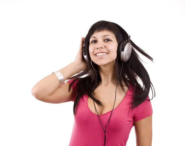 Žena se sluchátky — Stock fotografie