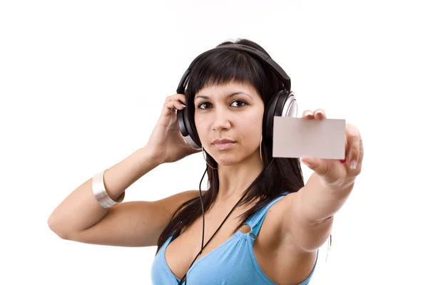 Woman with headphones — Stock Photo, Image