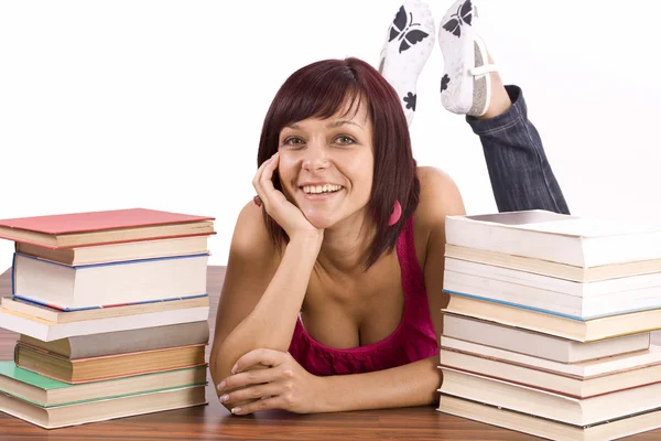 Estudante sorridente mulher — Fotografia de Stock