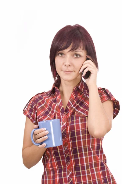Женщина с телефоном — стоковое фото