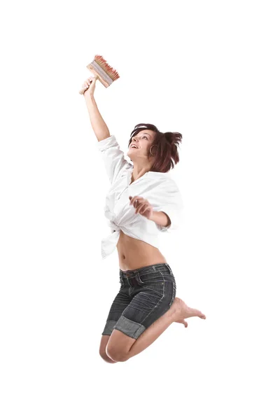 Прыжки женщины — стоковое фото