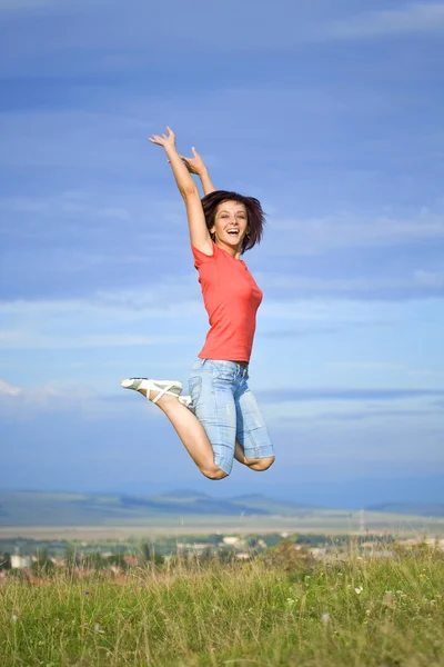 Kobieta skoków — Zdjęcie stockowe