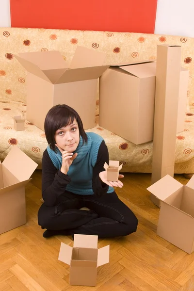Donna e scatola — Foto Stock