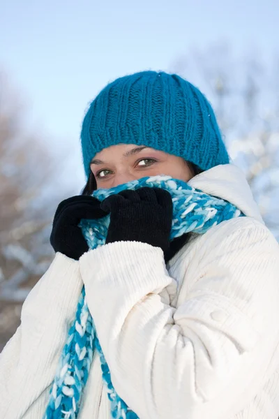 Mulher fria do inverno — Fotografia de Stock