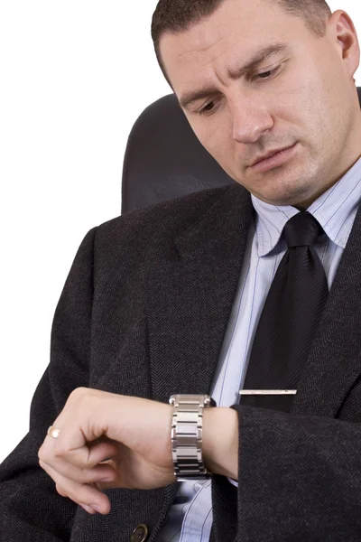 Uomo d'affari alla ricerca di orologio — Foto Stock