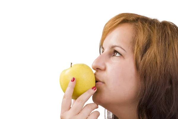 Mujer y manzana —  Fotos de Stock