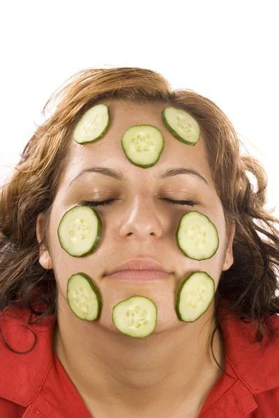 Woman and cucumber — Stock Photo, Image