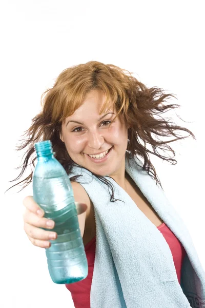 Женщина с бутылкой — стоковое фото