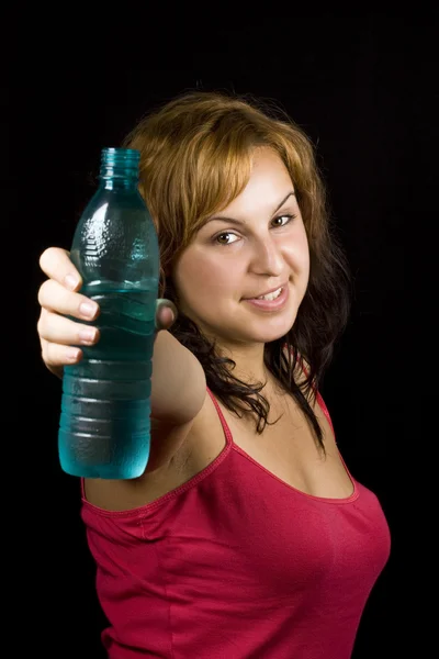 Mujer con botella de agua —  Fotos de Stock