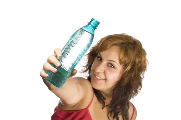 Kobieta z butelka wody — Zdjęcie stockowe