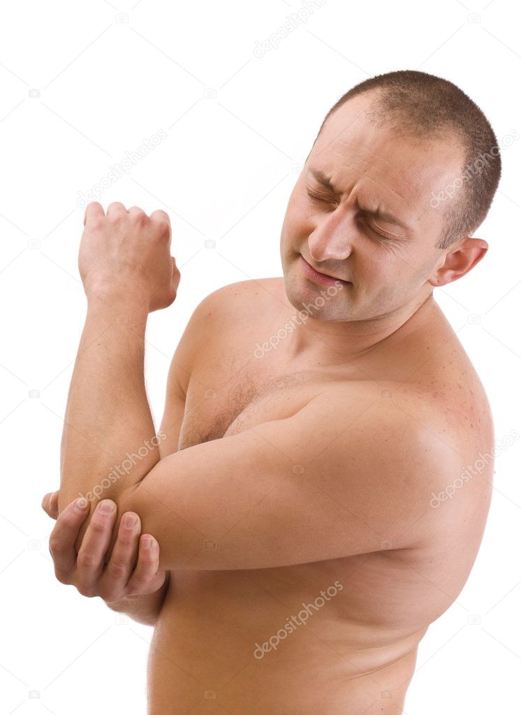 Man having pain in his elbow