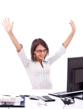 Young woman in office clipart