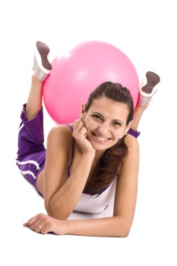 Woman with fitness ball clipart