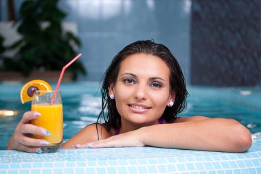 Young beautiful woman in jacuzzi