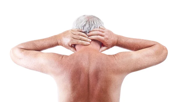 Muž s bolestí krku — Stock fotografie