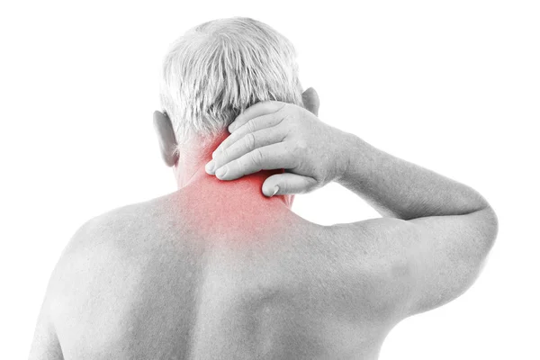Uomo con dolore al collo — Foto Stock