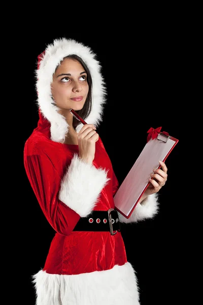 Frau in Weihnachtsmanntracht — Stockfoto