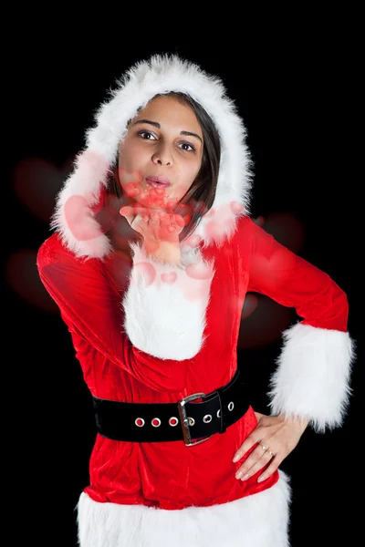 Γυναίκα, φορώντας santa ρήτρα κοστούμι — Φωτογραφία Αρχείου