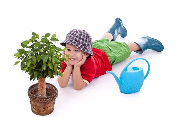 小さな庭師の男の子 — ストック写真