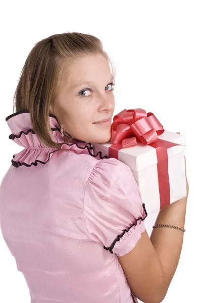 Mujer con caja de regalo —  Fotos de Stock