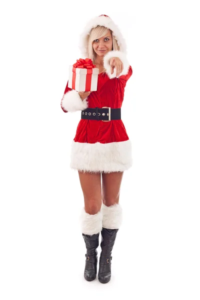 Noel Baba kostümü giyen kadın — Stok fotoğraf