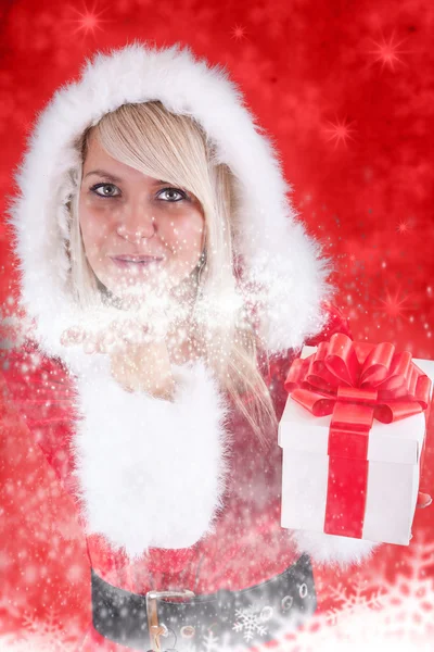 性感的女孩穿着圣诞老人衣服 — 图库照片