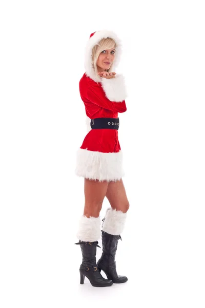 Vrouw draagt santa clausule kostuum — Stockfoto