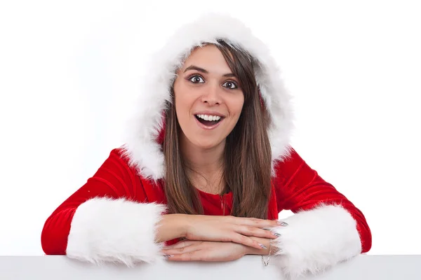 Verrast Kerstmis vrouw — Stockfoto