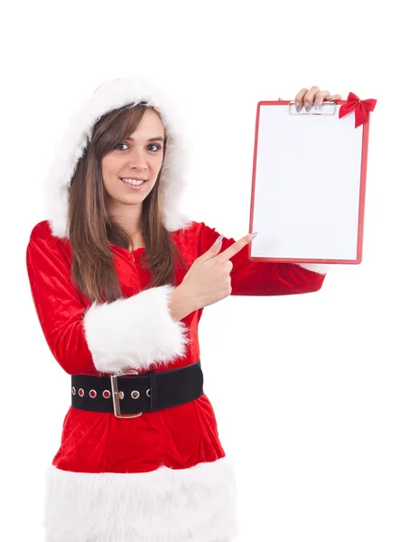 Weihnachtsfrau mit leerem Brief — Stockfoto